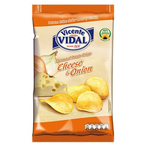 Patatas Queso y Cebolla 135 g (8 ud) Vicente Vidal