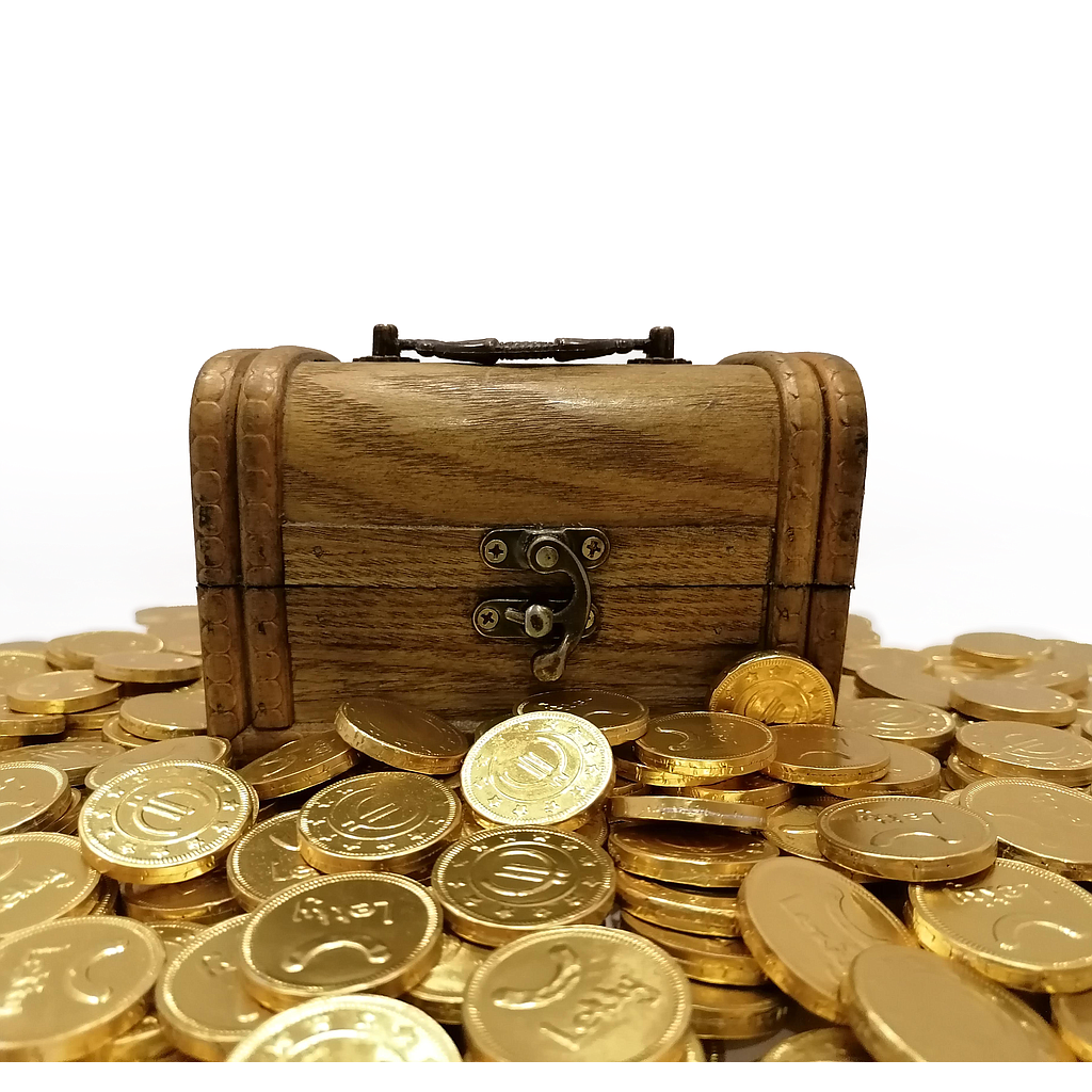 Cofre con monedas 28 mm 600 ud Lekky