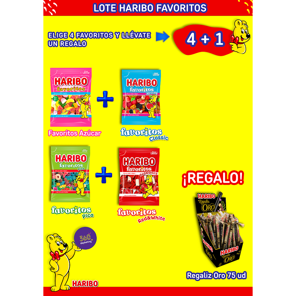 Lote Favoritos Haribo (4+1 Regaliz oro)