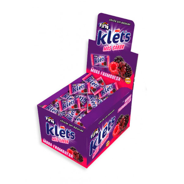Chicle Klets mora frambuesa sin azúcar 200 ud Fini