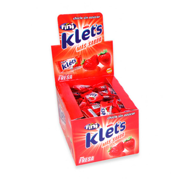 Chicle Klets fresa sin azúcar 200 ud Fini
