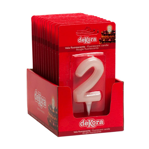 Velas fluorescentes nº 2 12 ud Dekora