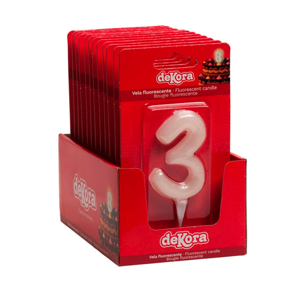Velas fluorescentes nº 3 12 ud Dekora