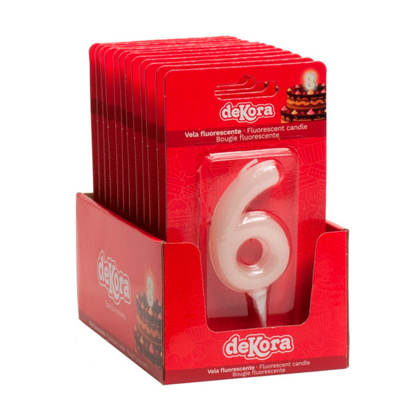 Velas fluorescentes nº 6 12 ud Dekora