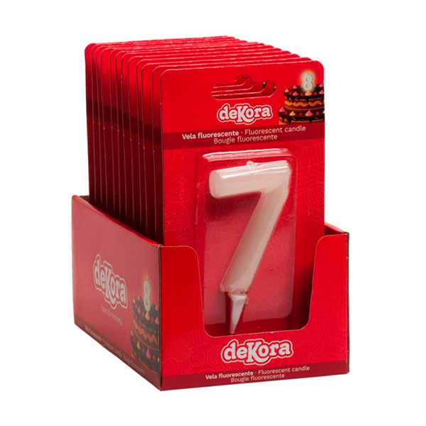 Velas fluorescentes nº 7 12 ud Dekora