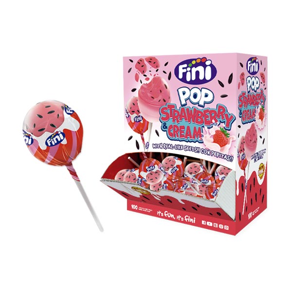Finipop fresa ácida pepitas 100 ud Fini