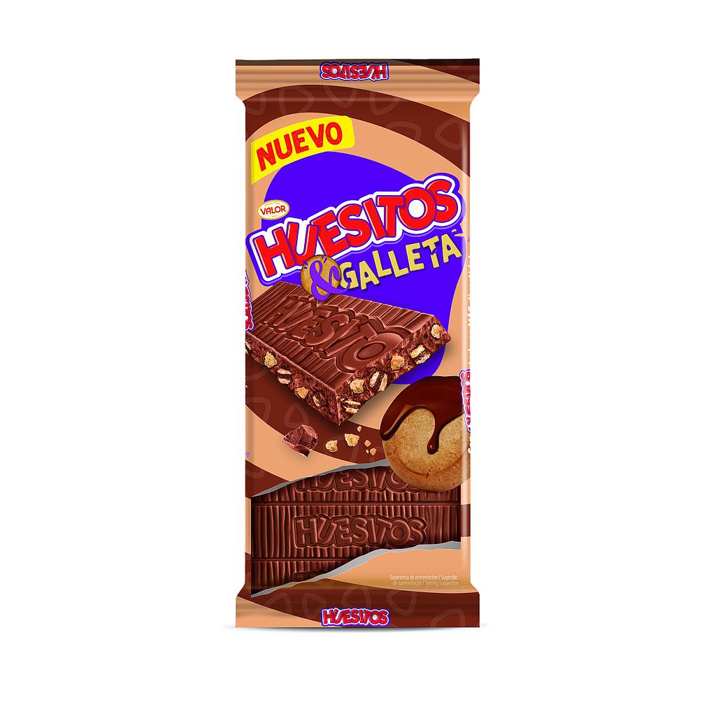 Tableta Huesitos chocolate con leche y galleta 125 g (19 ud)