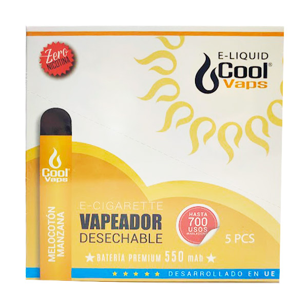 POD COOLVAPS MELOCOTON-MANZANA SIN NICOTINA 600 PF 5 UD