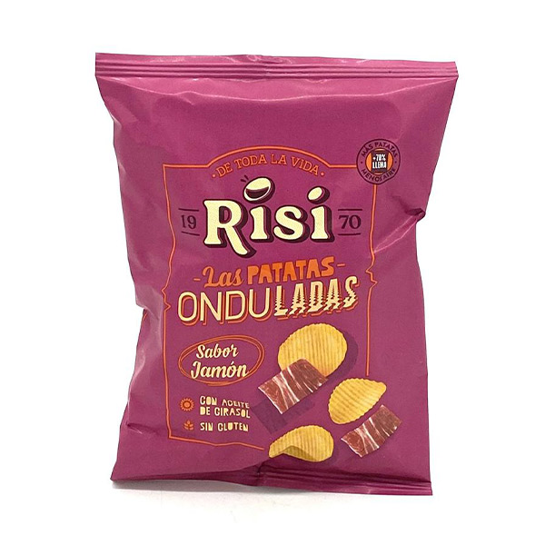 Patata Ondulada Jamón 40 g (18 ud) Risi