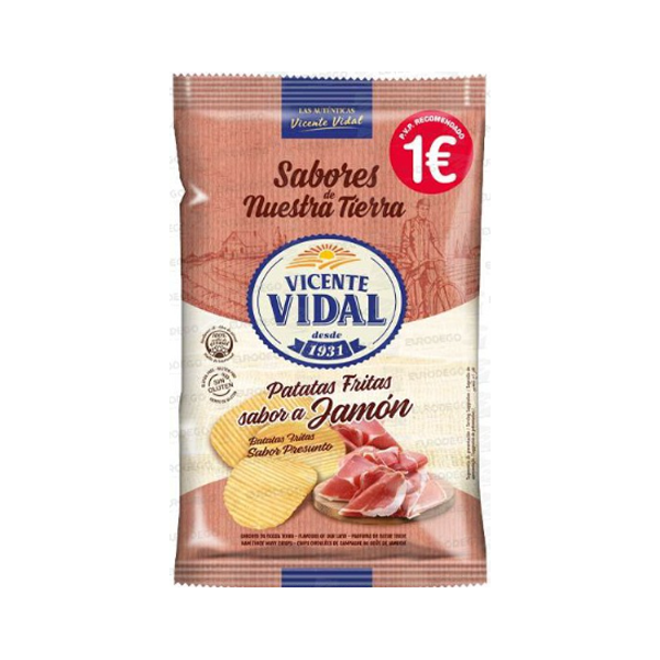 Patatas Onduladas Jamón 100 g (12ud) Vicente Vidal