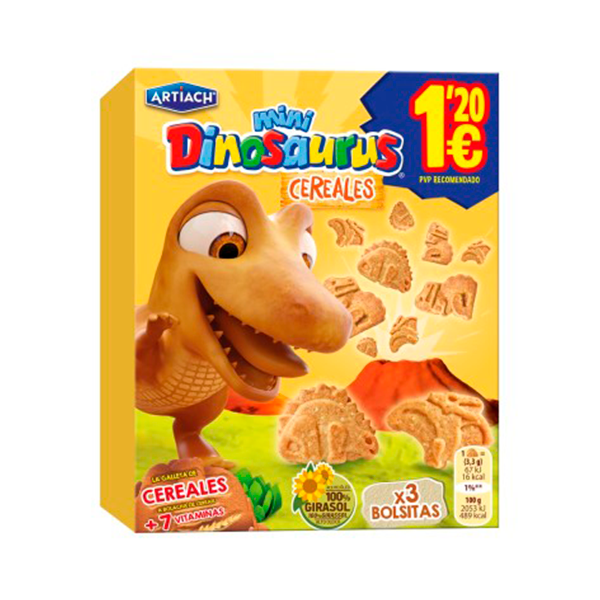 Mini galleta de cereales dinosaurus 120 gr (12 ud)