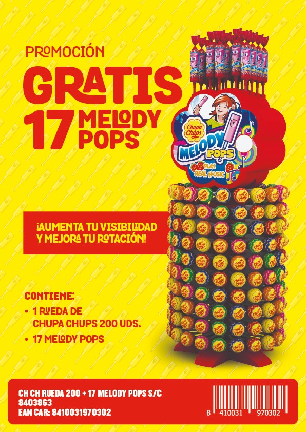 Pack Chupa Chups Rueda + 17 Melody Pops gratis