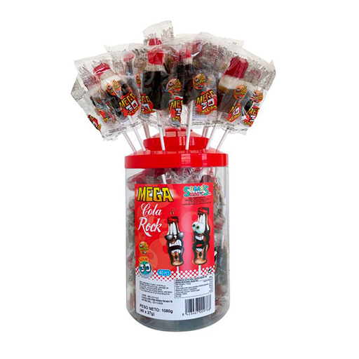 [8423467009768] Piruletas Cola Rock 3D Mega Pica 27 g Sugars Magic
