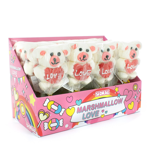 [8431108111169] Pincho Marshmallow Osito y Corazones 50 g (16 ud) Sidral