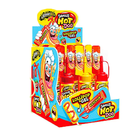 [5904917032039] Caramelo Líquido Squeezy Hot Dog 80 g (12 ud) Disgo