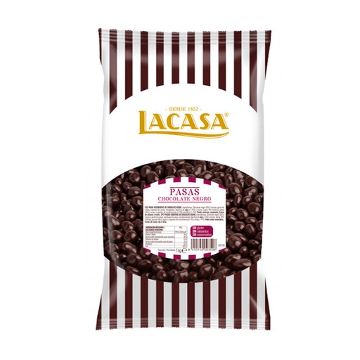 [8410740003506] Pasas chocolate negro 1 kg Lacasa