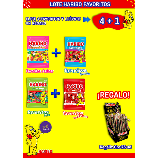 Lote Favoritos Haribo (4+1 Regaliz oro)