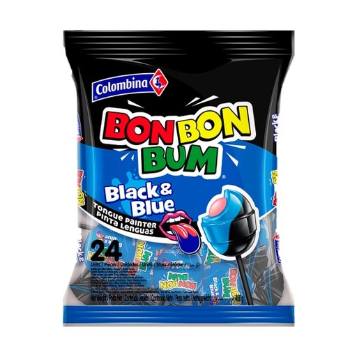 [77020120915] Bon Bon Bum Black & Blue 17 g (24 ud) Colombina