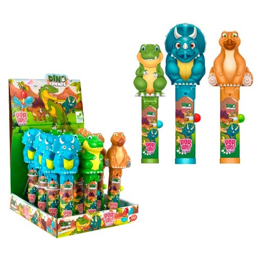 [8714786300323] Pop ups lollipop dino&friends 12 ud bip candy