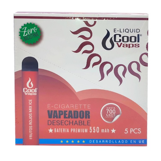 [5050565657855] POD COOLVAPS FRUTOS ROJOS MIX SIN NICOTINA 600 PF 5 UD