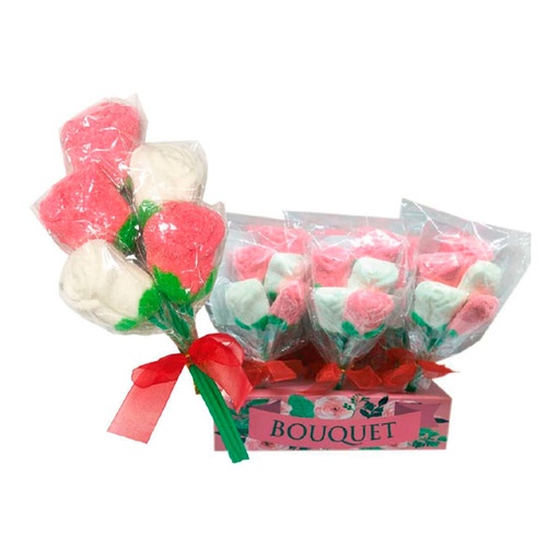 [8431108104857] Ramo de rosas marshmallows 75 g (12 ud) Sidral