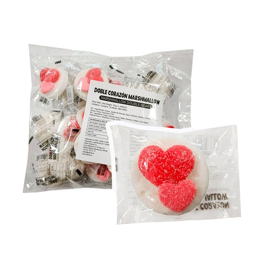 [8431108103621] Doble corazon rosa marshmallow 18 g (18 ud) Sidral